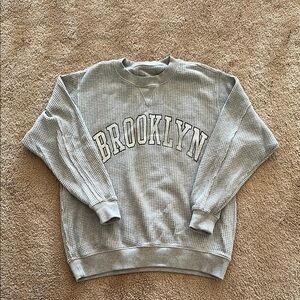 Aerie Gray Crewneck Sweatshirt with Brooklyn Design